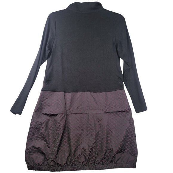 Sun Kim Oversized XS Black Burgundy Polka Dot Tunic Dress Modal Blend USA New - Picture 2 of 11